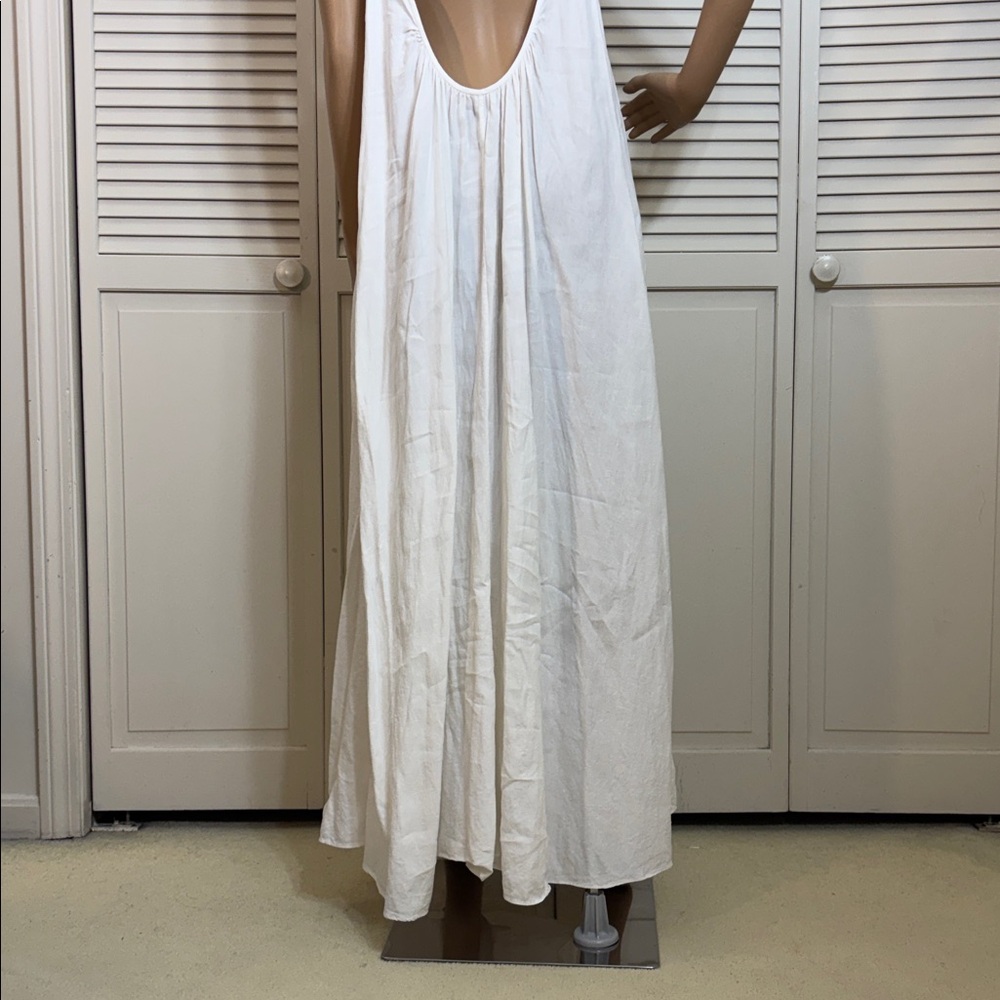 Another Tomorrow Gathered Summer Linen Maxi Dress Low Back Large - Picture 9 of 14